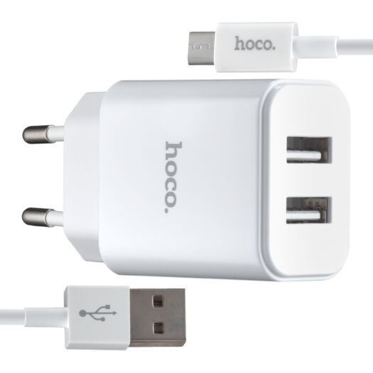 МЗП Hoco C62A Victoria dual port charger set Micro ( EU ) 2USB 2.1A White 01331