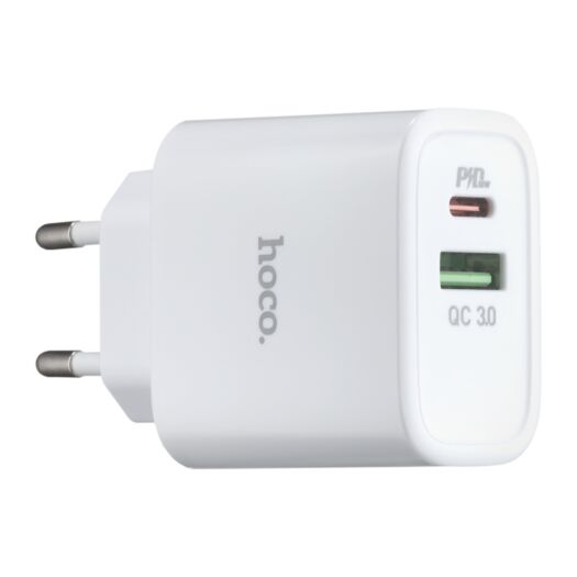 МЗП Hoco C57A Speed charger PD + QC3.0 charger ( EU ) 2USB 3.1A White 03440