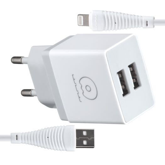 МЗП WUW T18B charger ( EU ) with lightning cable 2USB 2.1A White 03609