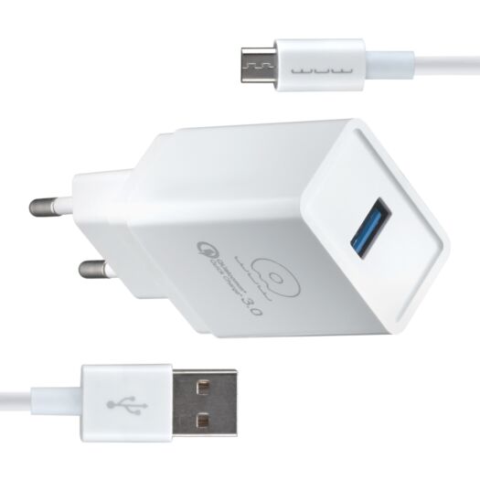Сетевое зарядное устройство WUW T27 Quick Charge 3.0 3A with Micro Cable USB White 03613