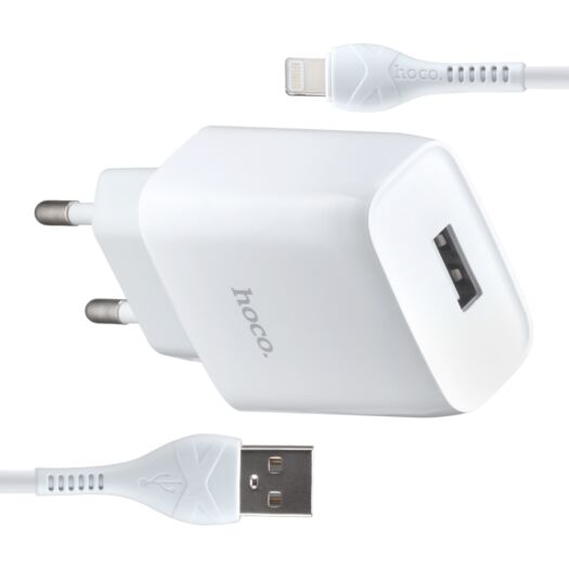 МЗП Hoco C72A Glorious single port charger set ( Lightning ) ( EU ) White 04782