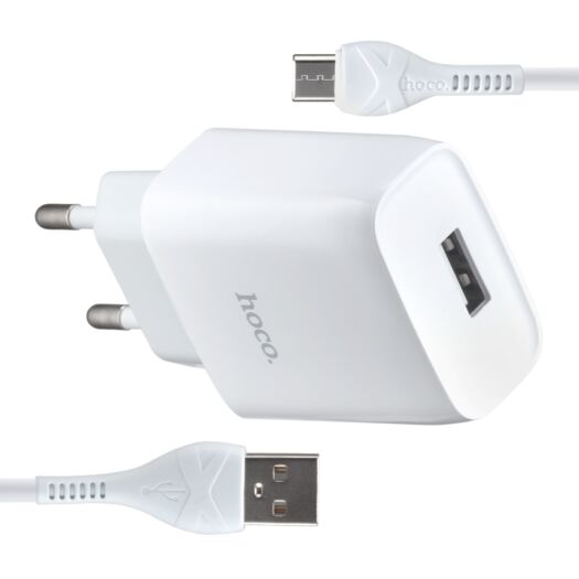 МЗП Hoco C72A Glorious single port charger set ( Type-C ) ( EU ) White 04784