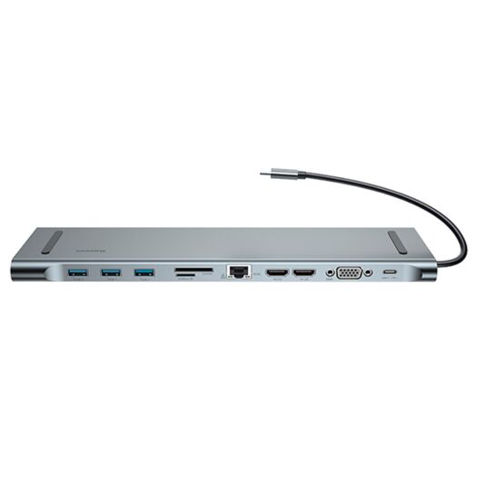 USB-хаб Baseus Enjoyment Series Type-C Notebook (PD/HDMI*2/VGA/RJ45/SD/TF/USB*3/Adapter) Dark Gray 05893