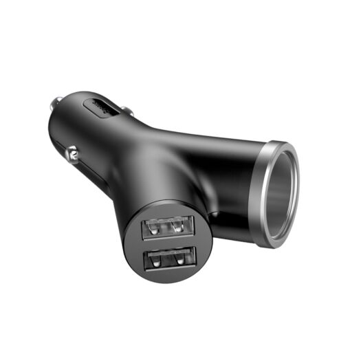 АЗП Baseus Y type dual USB + cigarette lighter extended car charger Black 05957