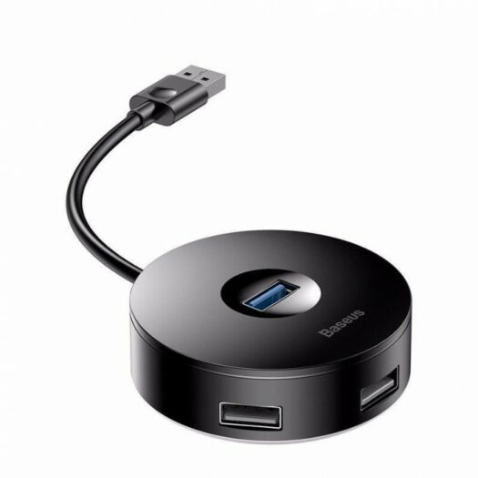 USB-хаб Baseus round box adapter USB to 4 USB Black 07116