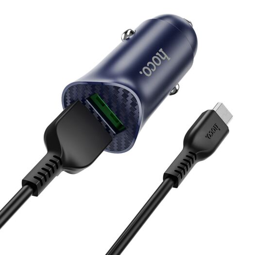 АЗП Hoco Z39 Farsighted dual port QC3.0 Car charger set ( Microsoft ) Blue 07659