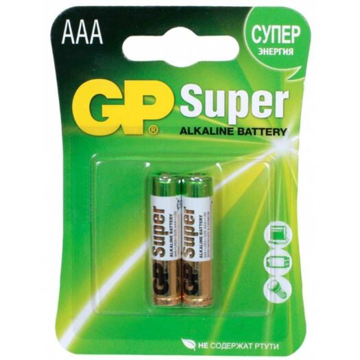 Батарейки GP SUPER ALKALINE 24A-S2 Щелочные LR03, AAA 2 шт. 10615