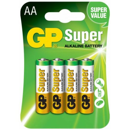 Батарейки GP SUPER ALKALINE 1.5V 15A-U4 Лужні, LR6, AA 4 шт. 10616