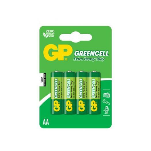 Батарейки GP GREENCELL 1.5V, Сольові 15G-2UE4, R6, AA 4 шт. 10627