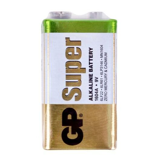 Батарейки GP SUPER ALKALINE,9V 1604AEB-5S1, 6LF22 1 шт. 10632