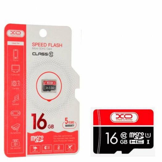 Карта Пам'яті XO micro SD 16GB ( 10cl ) червоний / чорний 12728