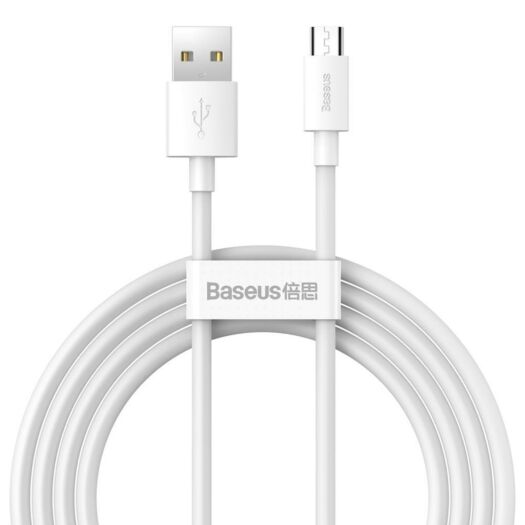 Кабель Baseus Simple Wisdom Data Cable Kit USB to Micro 2.1A ( 2шт. ) 1.5m White 13616