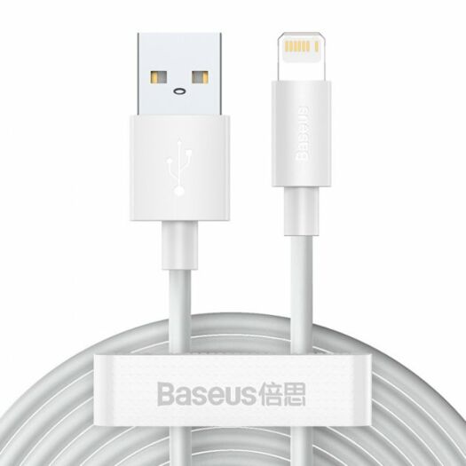 Кабель Baseus Simple Wisdom Data Cable Kit USB to Lightning 2.4A ( 2шт. ) 1.5m White 13623