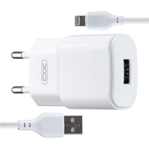 МЗП XO L73 EU 2.4A Single port charger with lightning cable White 14004