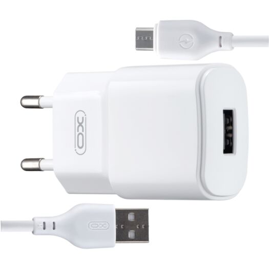 МЗП XO L73 EU 2.4A Single port charger with type C cable White 14006