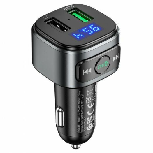 FM-трансмітер Hoco E67 Fighter QC3.0 car BT FM transmitter Black 14136