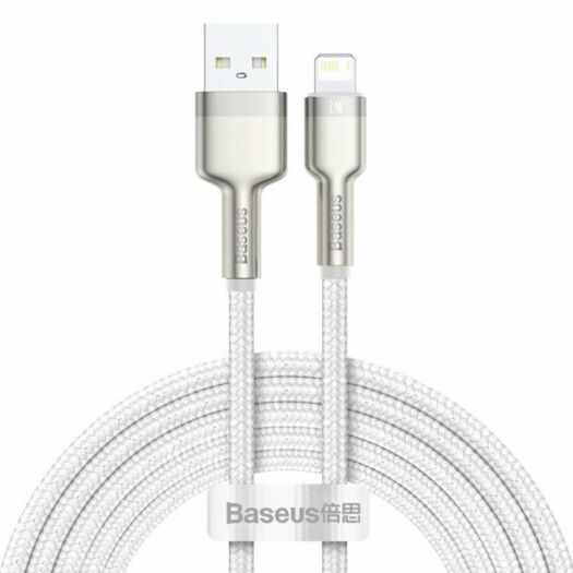 Кабель Baseus Cafule Series Metal Data Cable USB to IP 2.4A 2m White 14796