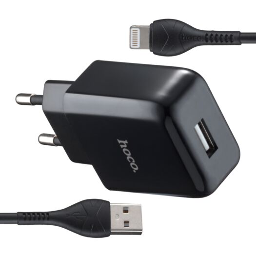 МЗП Hoco N2 Vigour single port charger Set Lightning ( EU ) Black 15024