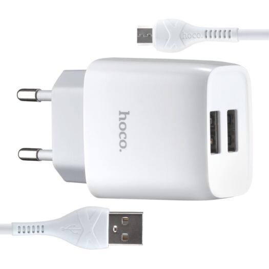 МЗП Hoco C73A Glorious dual port charger set ( Microsoft ) ( EU ) White 15098