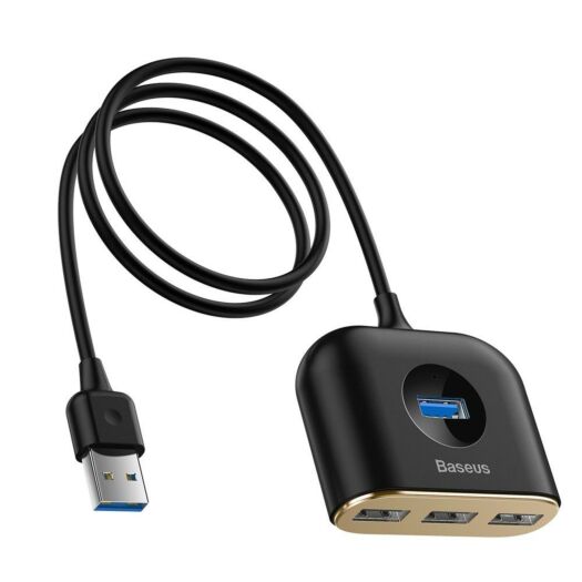 USB-хаб Baseus Square round 4 in 1 USB HUB Adapter(USB3.0 TO USB3.0*1+USB2.0*3) 1m Black (CAHUB-AY01 15179