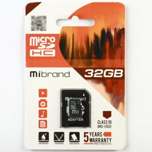 Карта памяти Mibrand UHS-1 U3 32GB Micro SD (SDHC) + adapter SD 15296
