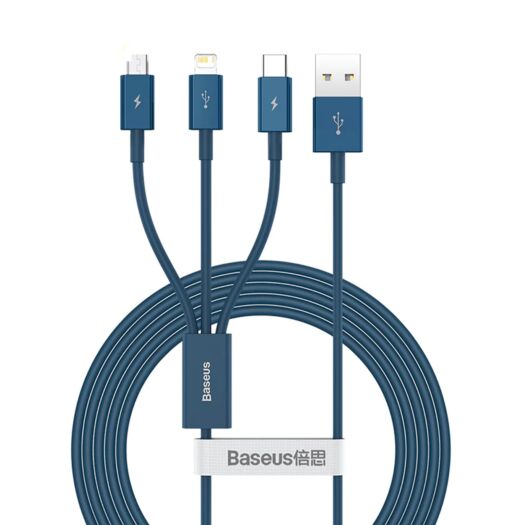 Кабель Baseus Superior Series Fast Charging Data Cable USB to M + L + C 3.5A 1.5m Blue 16404