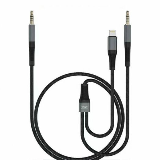 Кабель XO NB178B 2 in 1 audio adapter cable DC3.5 TO DC3.5 + TYPE-C 1M Black 16587