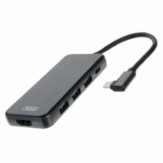 USB-хаб XO HUB002 USB-C  Multifunction Adapter 5 in 1 HDMI + USB*3+PD Fast Charger Gray 16600