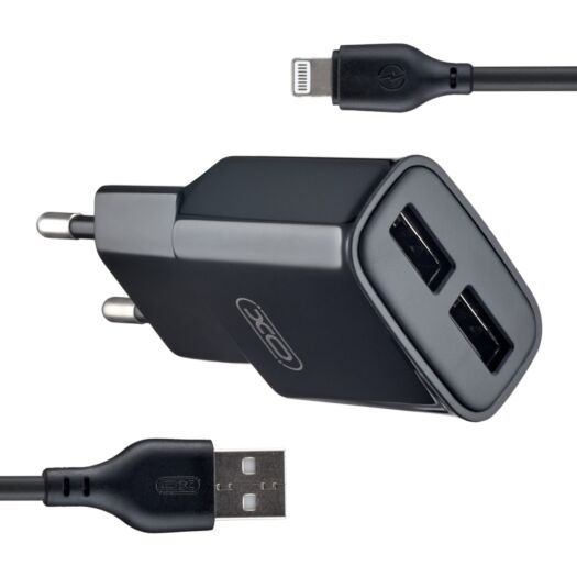 МЗП XO L92C EU dual 2.4A Charger with Lightning cable ( NB103 ) Black 16703