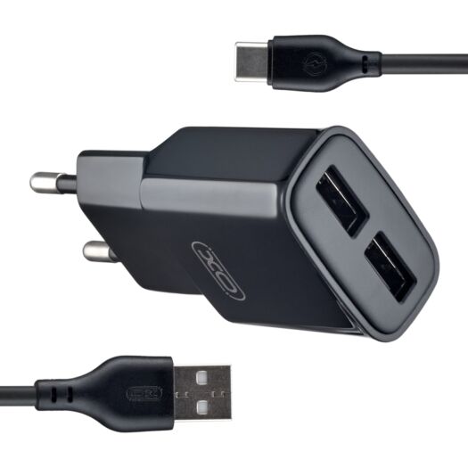 МЗП XO L92C EU dual 2.4A Charger with Type-c cable ( NB103 ) Black 16705