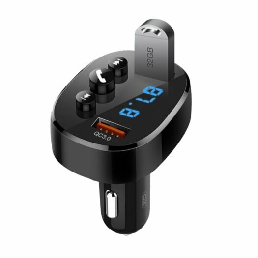 FM-трансмітер XO BCC03 car charger 18W Bluetooth + QC3.0 Quick Charger Black 16719