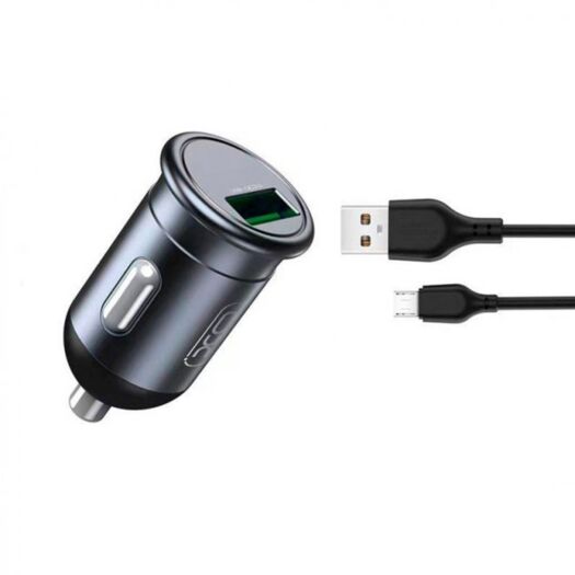 АЗП XO CC46 QC3.0 18W car charger with Micro cable Gray 16724