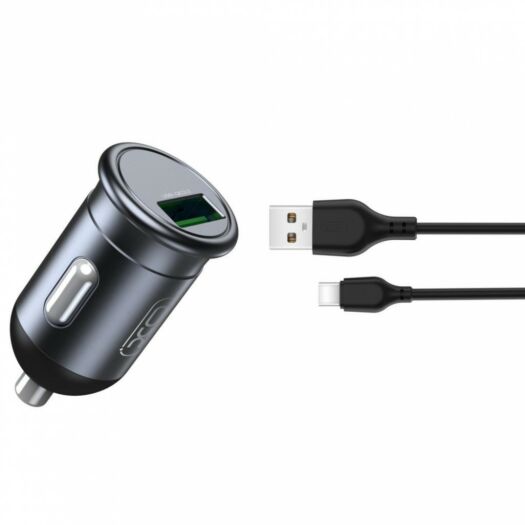 АЗП XO CC46 QC3.0 18W car charger with Type-c cable Gray 16725