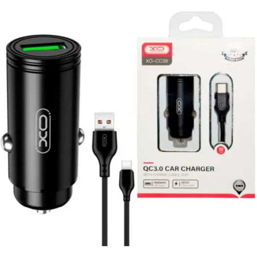 АЗП XO CC39 QC3.0 18W Car charger with Type-c suit ( NB103 ) Black 16730