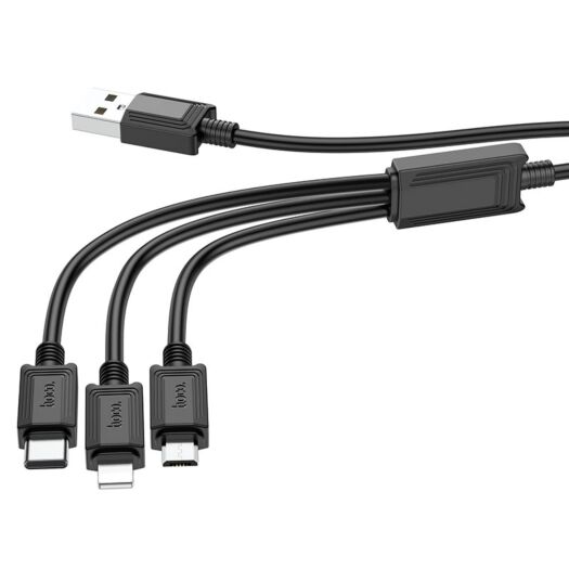 Кабель Hoco X74 3-in-1 charging cable ( iP + Microsoft + Type-C ) Black 17230