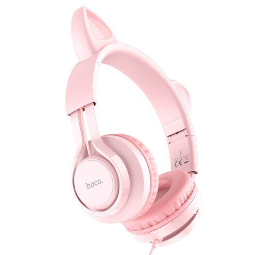 Наушники Hoco W36 Cat ear headphones with mic Pink 17354