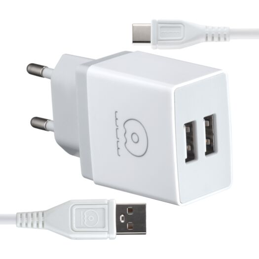 МЗП WUW T23 charger ( EU ) with Type-C cable 2USB 2.1A White 17714