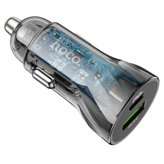 АЗП Hoco Z47A Transparent Discovery Edition dual port PD30W + QC3.0 car charger Transparent Black 18186
