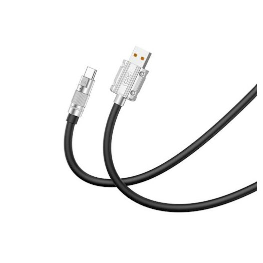 Кабель XO NB227 OD6.0 6A silicone TPE zinc alloy data cable TYPE-C 1.2M Black 18200