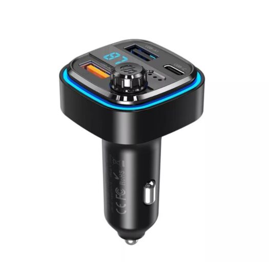 FM-трансмиттер XO BCC08 Smart Bluetooth MP3 +5V3.1A Car Charger with Ambient Light Black 18226