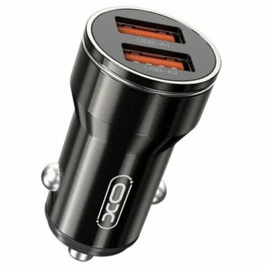 АЗП XO CC48 Smart Dual USB Metal Universal Car Charger Black 18227