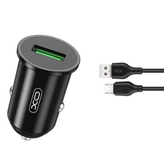 АЗП XO TZ12 18W QC3.0 Car Charger with Micro cable Black 18552