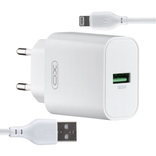 СЗУ XO L103 (EU) QC3.0 18W Charger with Lightning cable (NB103) White 18590