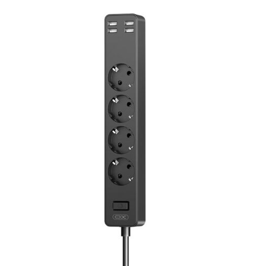 Сетевой фильтр XO WL10 (EU) 4USB function socket (4AC+4USB) 1.8M BLack 18604