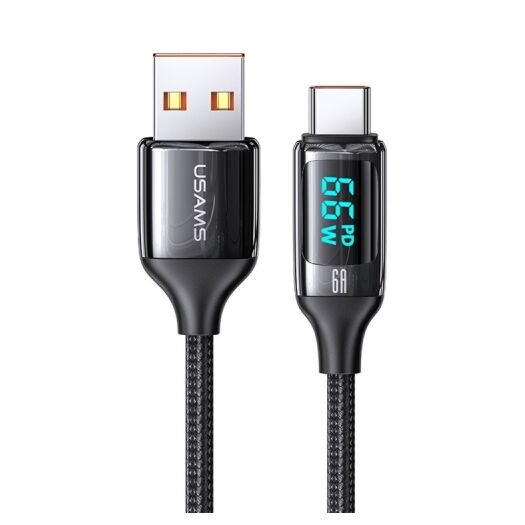 Кабель USAMS SJ544 U78 Type-C Digital Display 6A Fast Charging & Data Cable 1.2M Black 19120