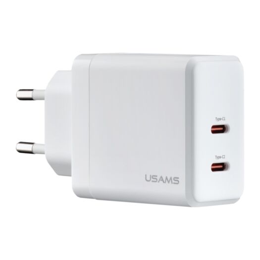 МЗП USAMS CC172 T54 40W Dual Type-C Ports GaN Fast Charger ( EU ) White 19123