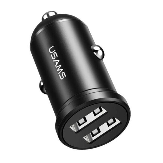 АЗУ USAMS CC114 C20 2.4A Dual USB Mini Car Charger Black 19158