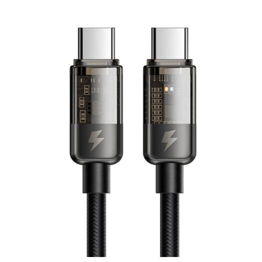 Кабель McDodo Auto Power Off 100W Type-C to Type-C Transparent Data Cable 1.2m CA-2840 Black 19646