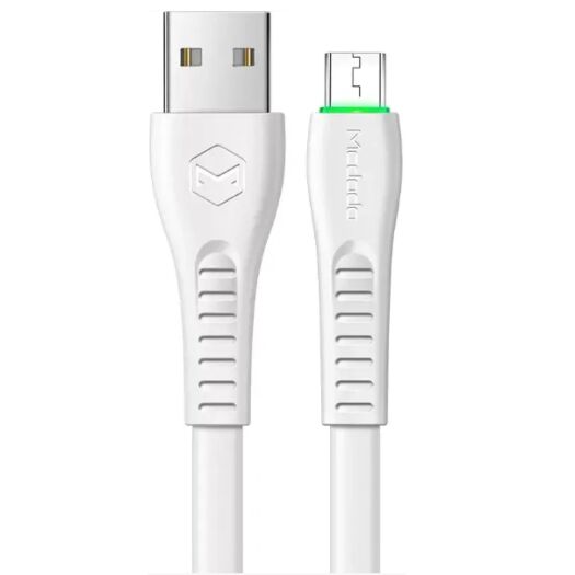 Кабель McDodo Flying Fish Series Micro USB Data Cable with LED Light 1.2m CA-6750 White 19673