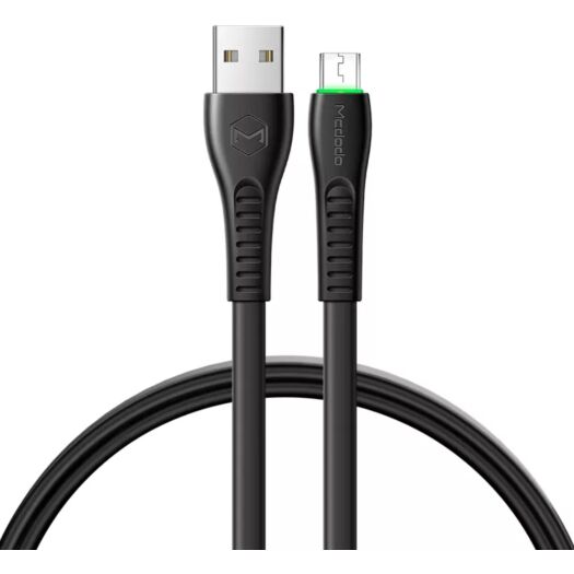 Кабель McDodo Flying Fish Series Micro USB Data Cable with LED Light 1.2m CA-6751 Black 19674